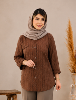 شومیز اکلیلی لینن ژاکارد فری سایز40 تا 52