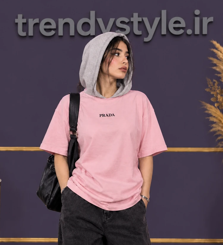 هودی دورس کلاه دوبل ملانژ دخترانه لش PRADA جنس دورس دو نخ