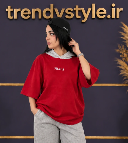 هودی دورس کلاه دوبل ملانژ دخترانه لش PRADA جنس دورس دو نخ